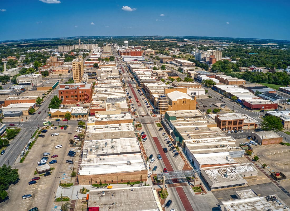 Hutchinson, KS - Aerial View of Salina, Kansas in Late Summer