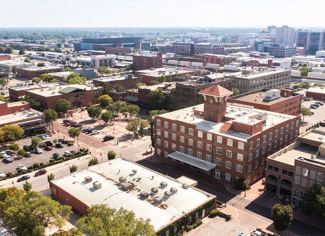 Wichita, KS - Afternoon View of Historic Buildings in Old Town Wichita Kansas